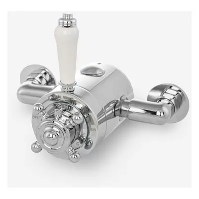 Cross Traditional Bathroom Chrome Shower Thermostatic Exposed Shower Valve