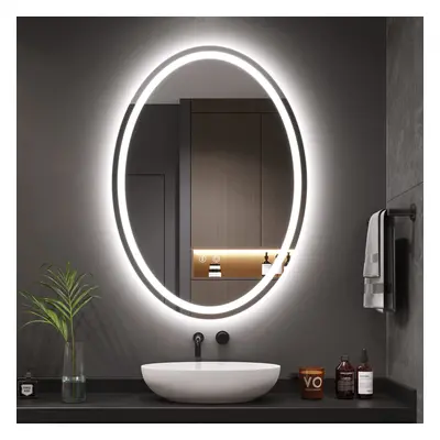 50Ã70cm Oval LED Bathroom Dimmable Mirror, Colors, Anti-fog