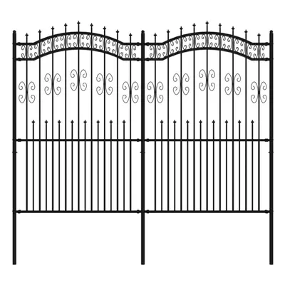 (240 x cm) vidaXL Garden Fence with Spear Top Black Powder-coated Steel Fence Multi Sizes