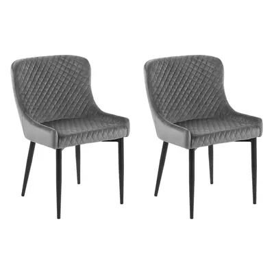 Set of Dining Chairs SOLANO Velvet Grey