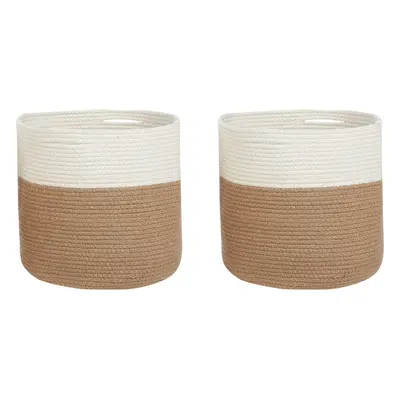 Set of Cotton Baskets Beige and White ARDESEN