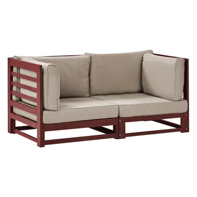 2 Seater Sofa TRANI Acacia Wood Dark Red