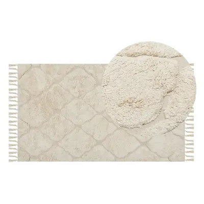 Cotton Area Rug x cm Beige SILCHAR