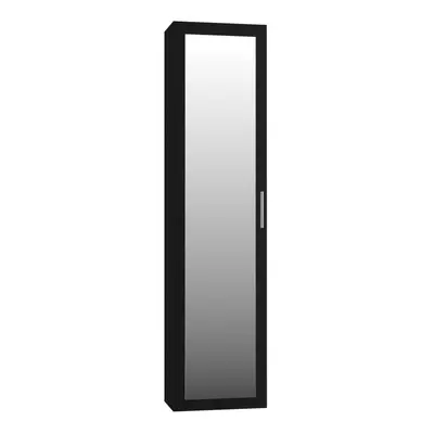 (Black) ATARA - Hall cupboard with large mirror - 180x50x35 cm - shelves + hanging space - Hall 