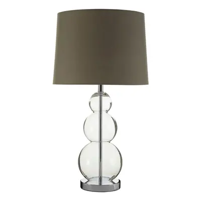 Premier Housewares Glass Ball /Metal Lamp Grey Fabric Shade Desk Lamp For Office / Study Chic an