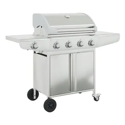 vidaXL Gas BBQ Grill with Burners Gas Barbecue Grill Silver Stainless Steel