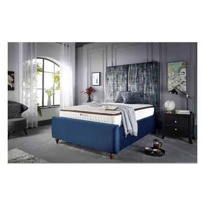 (4FT SMALL DOUBLE) Lucia Upholstered Velvet Bed Frame Soft Touch Blue Fabric