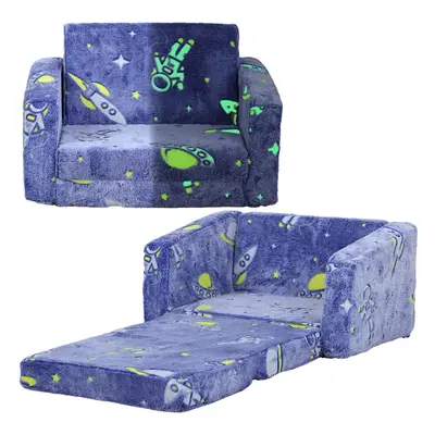 AIYAPLAY in Kids Folding Bed with Glow in The Dark Cosmic Design, Blue