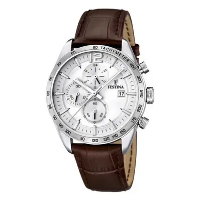 Festina F16760-1 Watch Silver Brown Leather Man