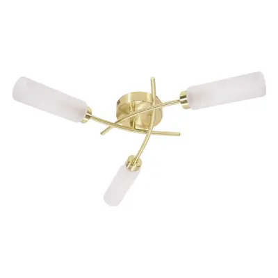 ValueLights Maya Gold Way Curved Cross Over Flush Ceiling Light