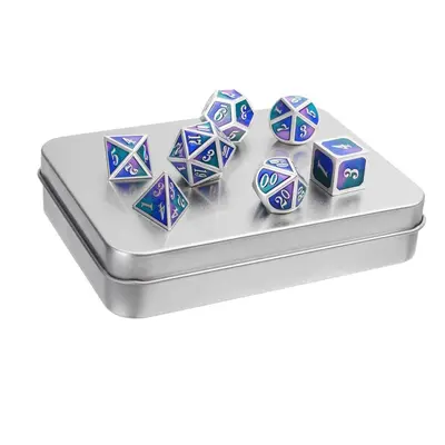 () 7PCS/SET Creative Metal Multi-faced Dice Set Heavy Duty Polyhedral Dices Role Playing Game Pa