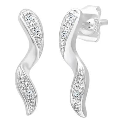 Jewelco London 9ct White Gold Round 3pts Diamond Twist Drop Earrings - PE0AXL3449W