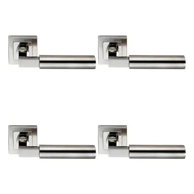 4x PAIR Square Cut Mitred Bar Handle Concealed Fix Polished & Satin Steel