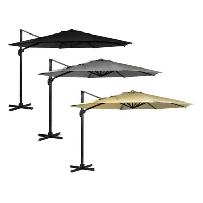 (Beige) Charles Bentley Hanging Banana Umbrella Parasol - Lightweight Aluminium Frame - 3.5M