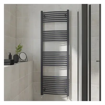 (Curved, 1800x600mm) Warmehaus Heated Towel Rail Anthracite Bathroom Ladder Style Radiator Grey 