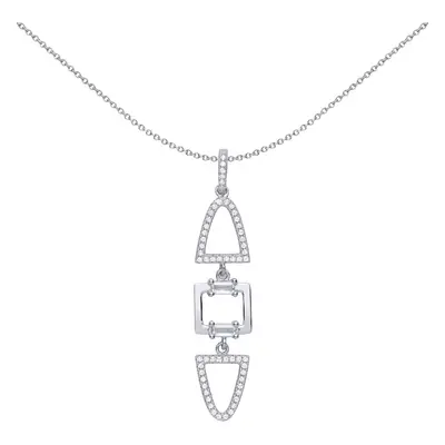 Jewelco London Ladies Sterling Silver Cubic Zirconia Mirrored Mountains Halo Pendant Necklace in