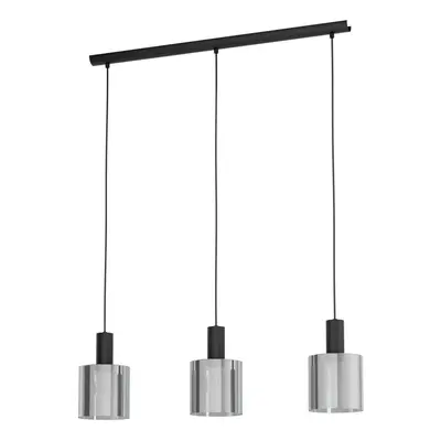 Pendant Ceiling Light Black Shade Black Transparent Glass Vaporized E27 3x40W