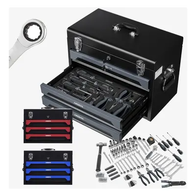 AREBOS pcs Tool Kit with Metal Tool Box DIY Hand Tools Anthrazit/Black