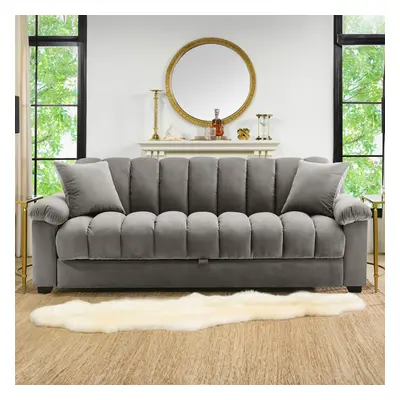 6ft Widths Grey Tufted Sleeper Sofa Bed