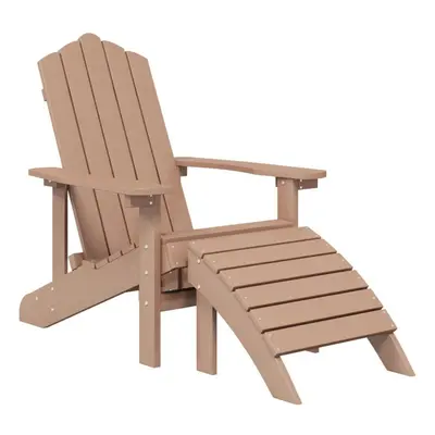 vidaXL Garden Adirondack Chair with Footstool HDPE Brown Patio Outdoor Seating