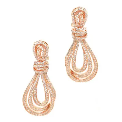 Jewelco London Rose Sterling Silver Cubic Zirconia Rope Loop Knot Drop Earrings 44mm - JACOBJE03