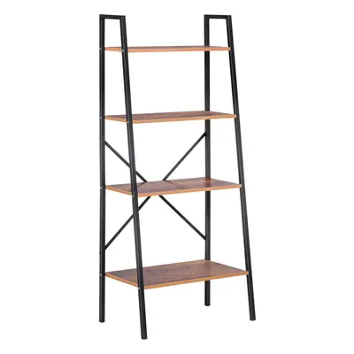 HOMCOM 4-Tier Minimalistic Ladder Shelf Home Display Storage Brown