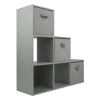 (3 Grey Drawers) Charles Jacobs Grey Tier Cube Storage Bookcase Shelf Display Unit with Choice o