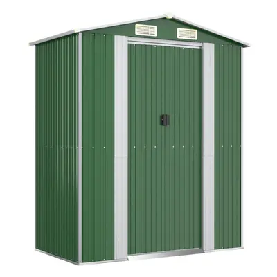 (Green) vidaXL Garden Shed Galvanised Steel Outdoor Tool Storage Patio Lawn Tool Shed