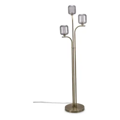 ValueLights Amelie Gold Stem Way Ribbed Glass Lamp Floor Light