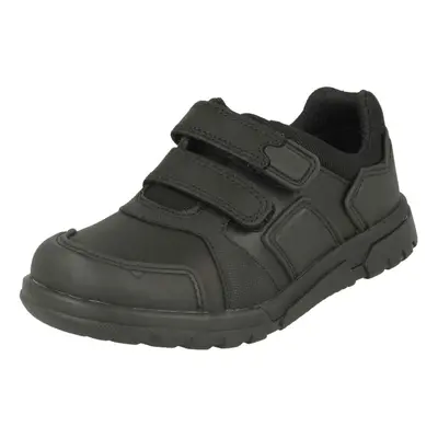 (UK 7.5 Infant, Black) Boys Clarks Hook & Loop School Shoes Blake Street - H Fit