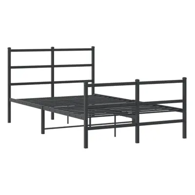 vidaXL Metal Bed Frame with Headboard and Footboard Bed BaseÃÂ Black 120x200 cm