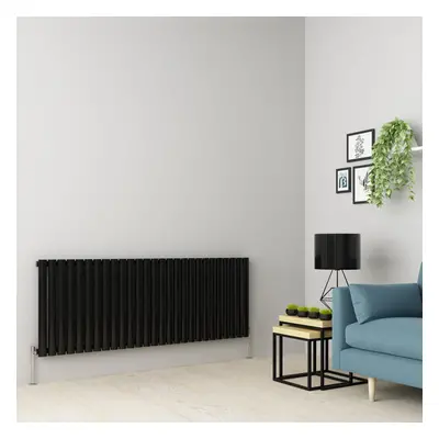 (600 x 1594mm Single, Black) Oval Tube Designer Radiator