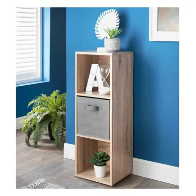 3 Cubes Basket Oak Shelving Storage Unit Bookcase G-0336