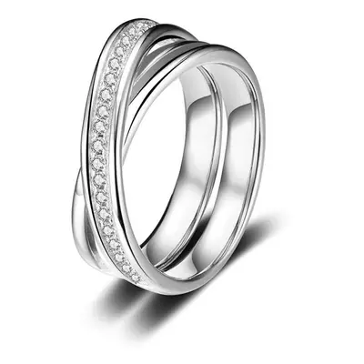 Sterling Silver Ring Zirconia Cross-shaped Wedding Engagement