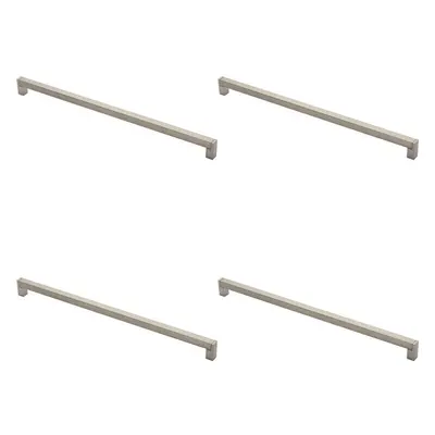 4x Square Section Bar Pull Handle x 15mm 448mm Fixing Centres Satin Nickel