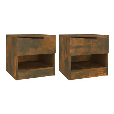 (smoked oak, 2) vidaXL 1/2x Bedside Cabinet Engineered Wood Home End Side Table Multi Colours