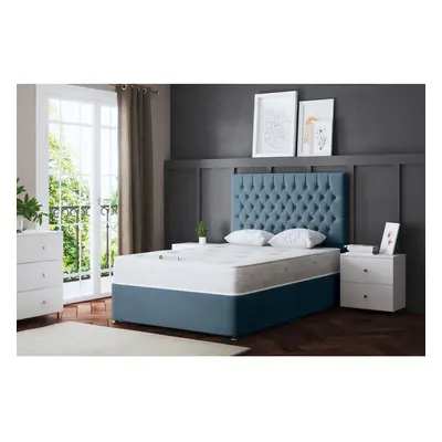 (Small Single, Blue) Seraphine Divan Upholstered Bed with Four Drawers