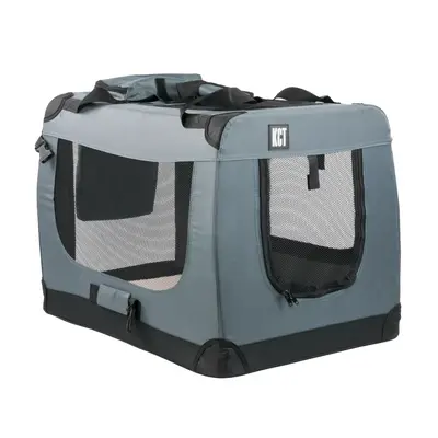 KCT Large Grey Fabric Pet Carrier Travel Transport Bag for Cats and Dogs