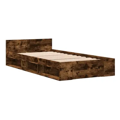 (smoked oak, x cm) vidaXL Bed Frame with Drawers Bed Base Smoked Oak 200x200 cm Engineered Wood