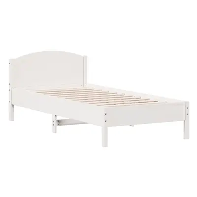 (white, x cm) vidaXL Bed Frame with Headboard Bed Base White 140x200 cm Solid Wood Pine