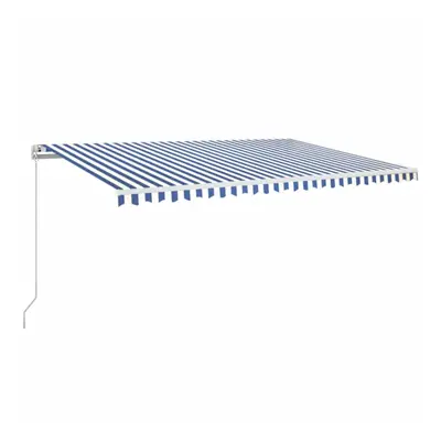 vidaXL Manual Retractable Awning 500x350 cm Blue and White Sun Shade Shelter