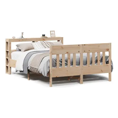 vidaXL Bed Frame with Headboard Bed Base 135x190 cm Double Solid Wood Pine