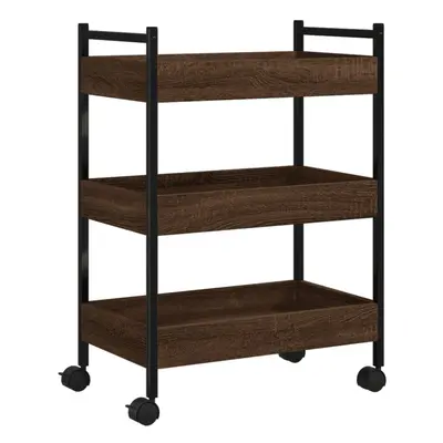 (brown oak) vidaXL Kitchen Trolley Rolling Cart Storage Cart Brown Oak Engineered Wood