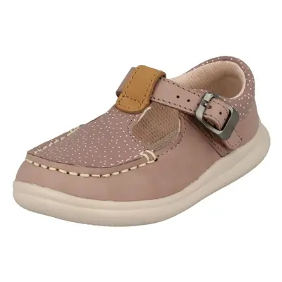 (UK 6.5 Infant, Pink) Girls Clarks Casual T-Bar Shoes Cloud Rosa - G Fit