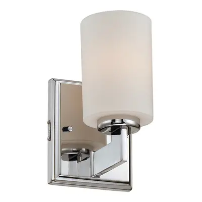 IP44 Wall Light Single Compact Opaque Glass Shade Polished Chrome LED G9 3.5W