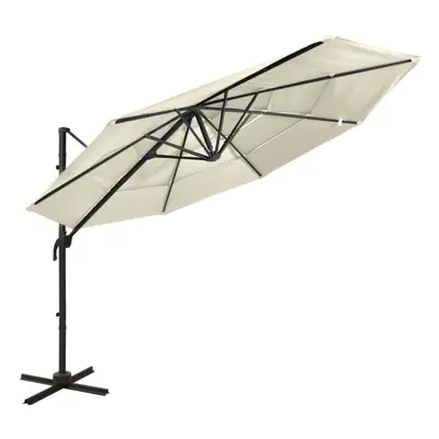 vidaXL 4-Tier Parasol with Aluminium Pole Sand 3x3 m Outdoor Umbrella Sunshade