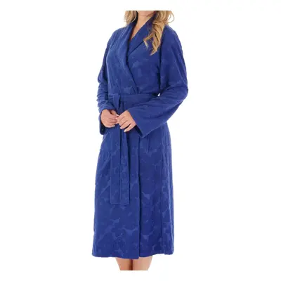 (Navy, 2XL) Slenderella Ladies Floral Shawl Collar Towelling Dressing Gown