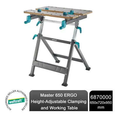 wolfcraft Master ERGO Height-adjustable Clamping and Working Table