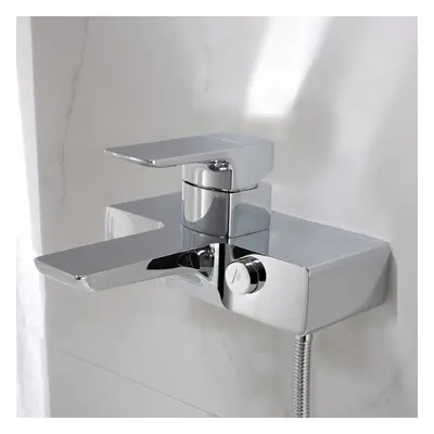 Modern Chrome Square Design Wall Mounted Bath Shower Mixer Tap