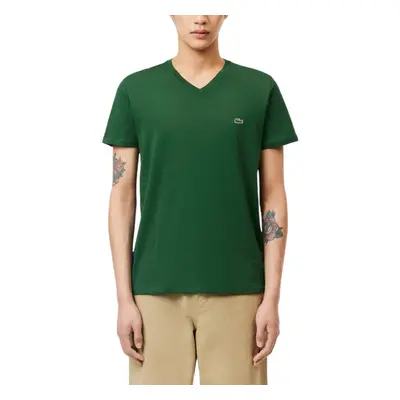 (Green, S) Lacoste TH6710 Mens V Neck T Shirt PIMA Summer Tee